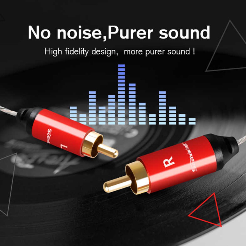 Cáp audio 3.5mm ra 2 đầu bông sen AV RCA OFC 4N 99,99% ultra thin  high amplifier performance Soundking 1 mét và 2 mét