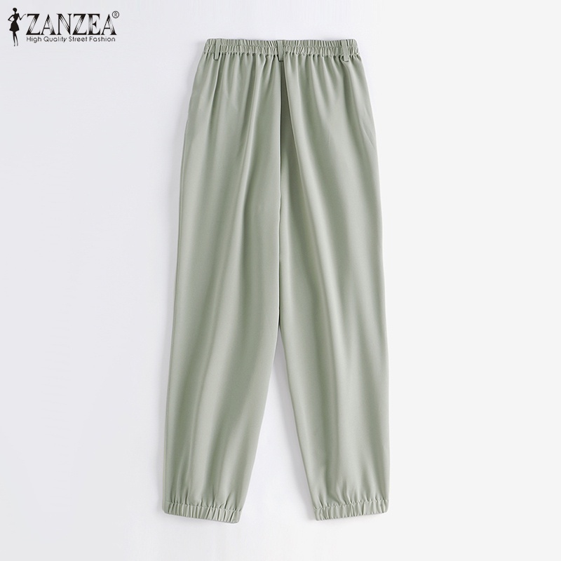 Quần dài ZANZEA lưng cao co giãn phong cách Hàn Quốc thời trang cao cấp cho nữ