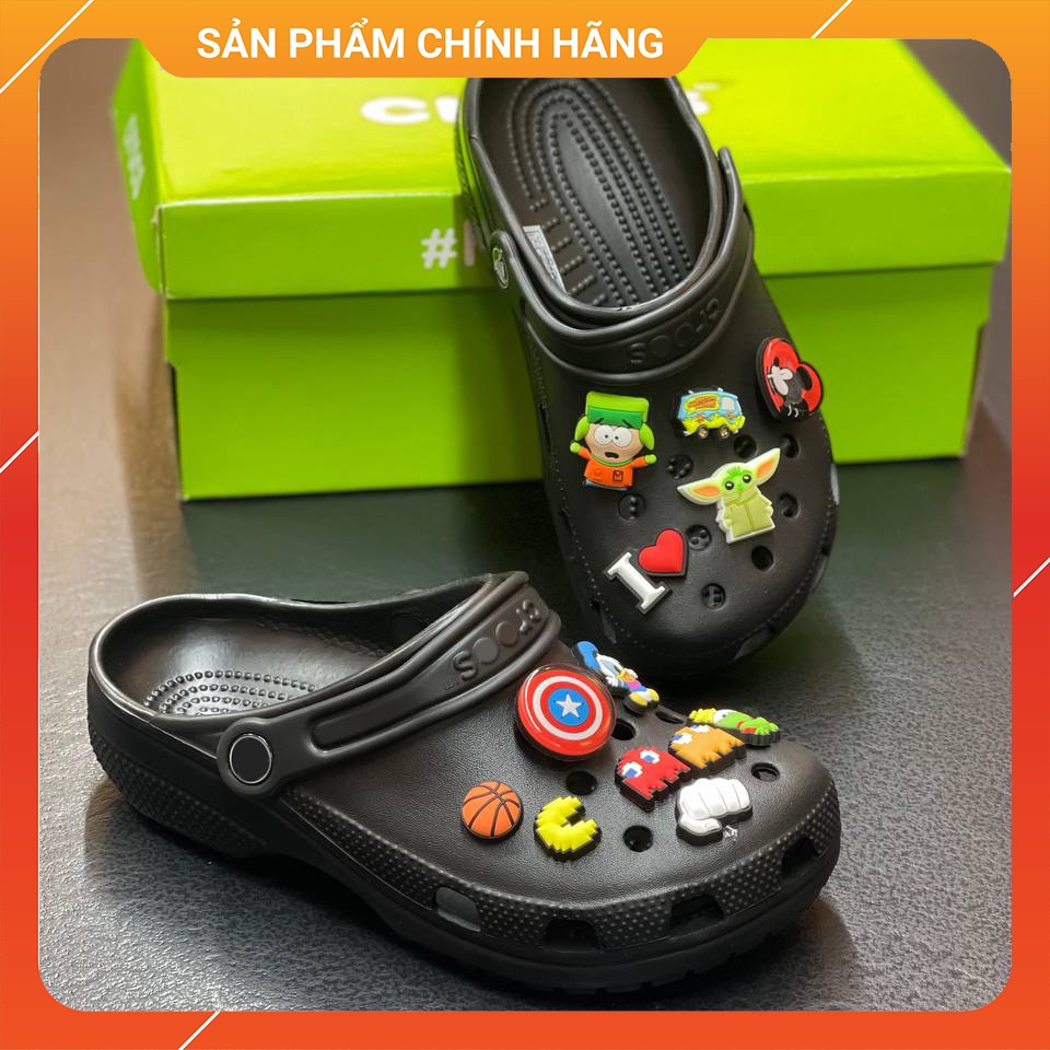 Dép Cross Classic Clog nam nữ unisex màu đen, trắng đế cao 2-3cm – Tặng 10 Stickers NGẪU NHIÊN Sấu vui vẻ Official - CC | BigBuy360 - bigbuy360.vn