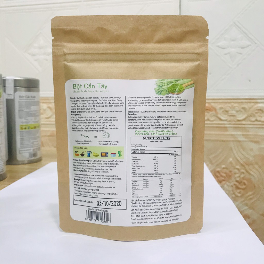 Bột Cần Tây Nguyên Chất Dalahouse - cần tây giảm cân hiệu quả, detox thanh nhiệt giải độc, làm đẹp da | BigBuy360 - bigbuy360.vn