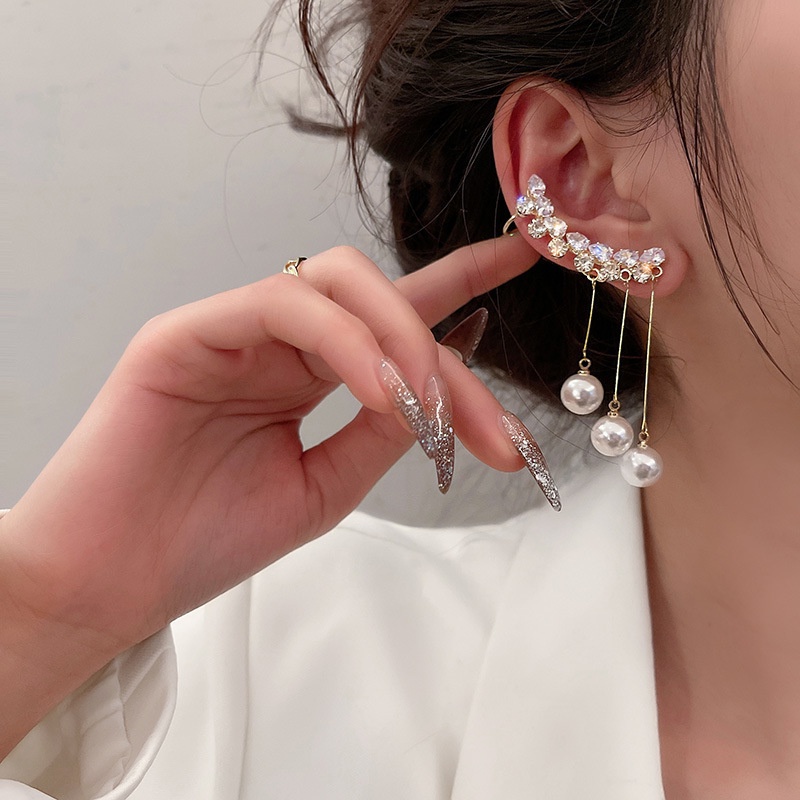 Khuyên Tai Chuỗi Đính Hạt Ngọc Trai Nhân Tạo