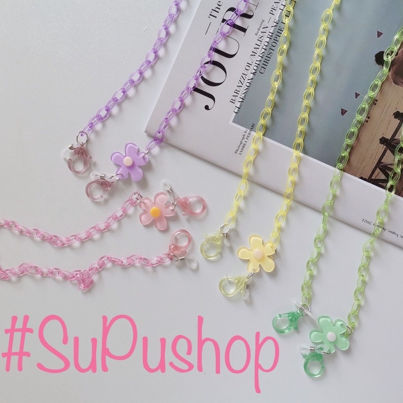 🌼🌸DÂY ĐEO KHẨU TRANG HOẶC MẮT KÍNH CHẤT NHỰA TRONG TAG HOA MÀU KẸO SIU CUTE🌼🌸