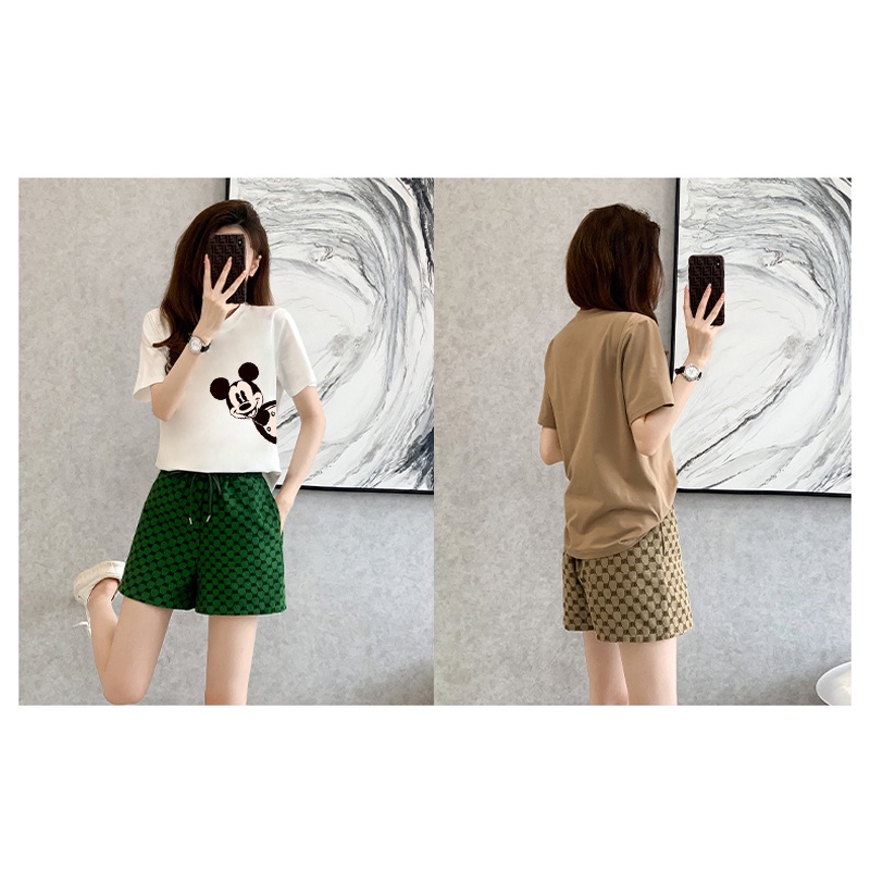 Bộ Đồ Thể Thao Ngắn Tay Dáng Rộng In Hình Hoạt Hình Thời Trang Mùa Hè Dễ Phối Đồ Dành Cho Nữ