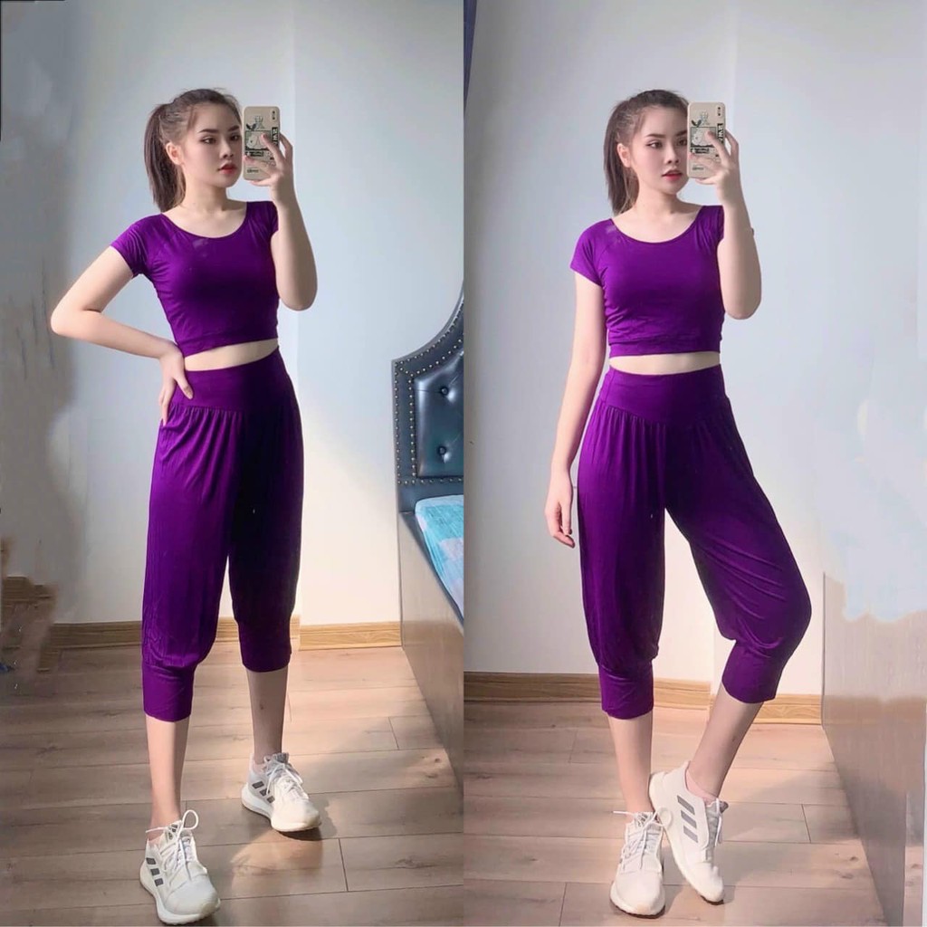 BỘ ĐÒ TẬP ÁO CROPTOP QUẦN LỬNG ỐNG BOOM SIÊU HOT CHO CÁC NÀNG TẬP ZUMBA, ERUBIC