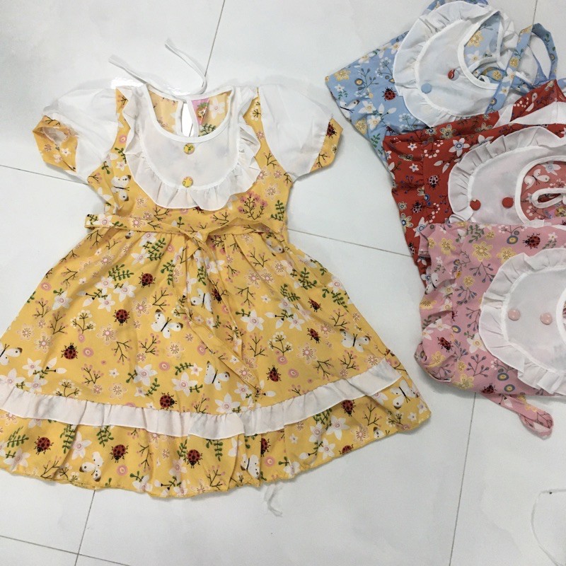 Đầm lụa bé gái xinh xắn hoa hoạt hình