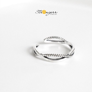 Nhẫn Bạc nữ S925 THE TWIST cao cấp -  Nhẫn xoắn nam nữ theo phong cách Hàn Quốc - Phụ kiện thời trang STRANGERR
