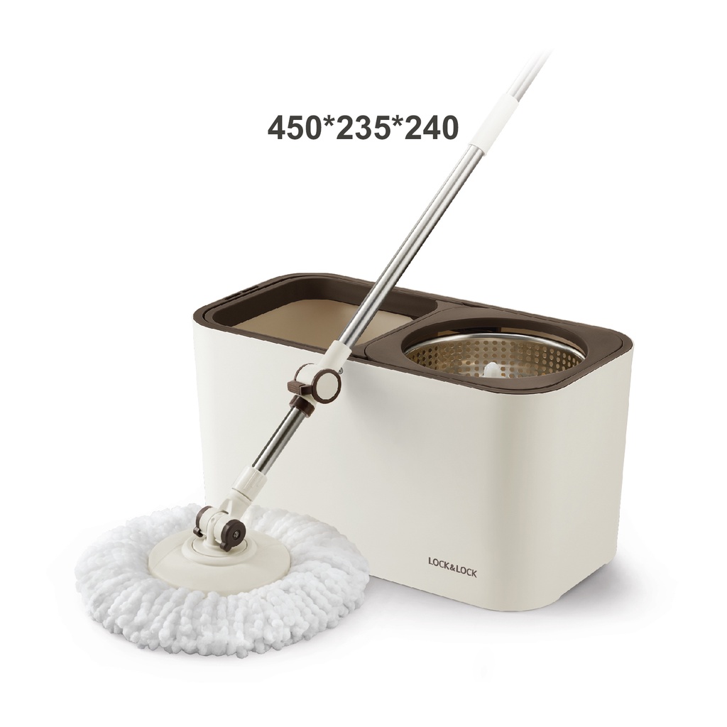 Bộ lau nhà Lock&amp;Lock 360 độ Dual Bucket Spin Mop ETM478 xịn xò không tì vết, hàng chính hãng!