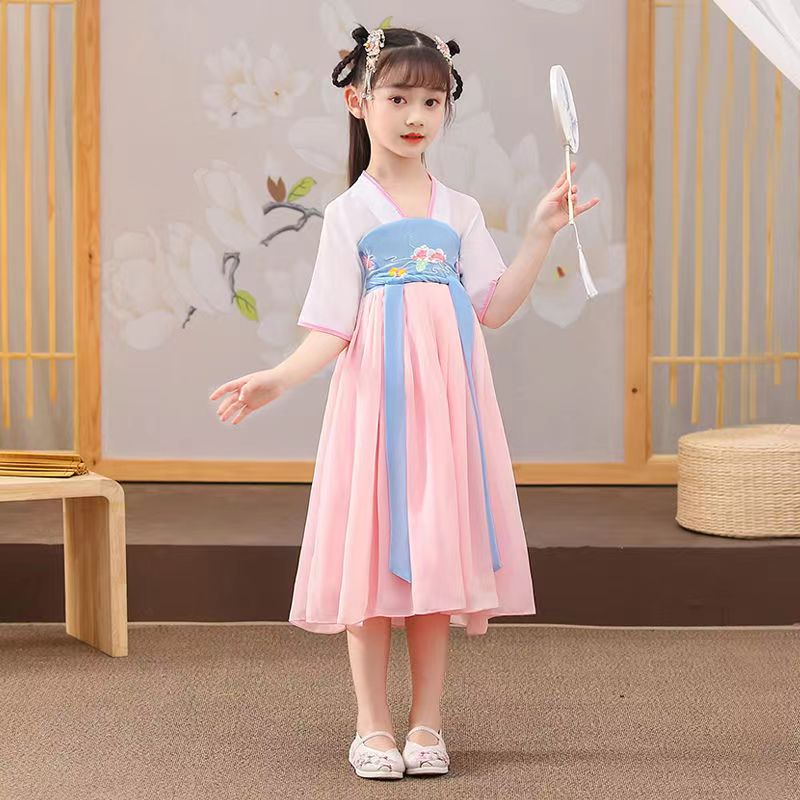 Đầm Hán Phục Thời Trang Mùa Hè 2022 Phong Cách Trung Hoa Cổ Điển Cho Bé Gái