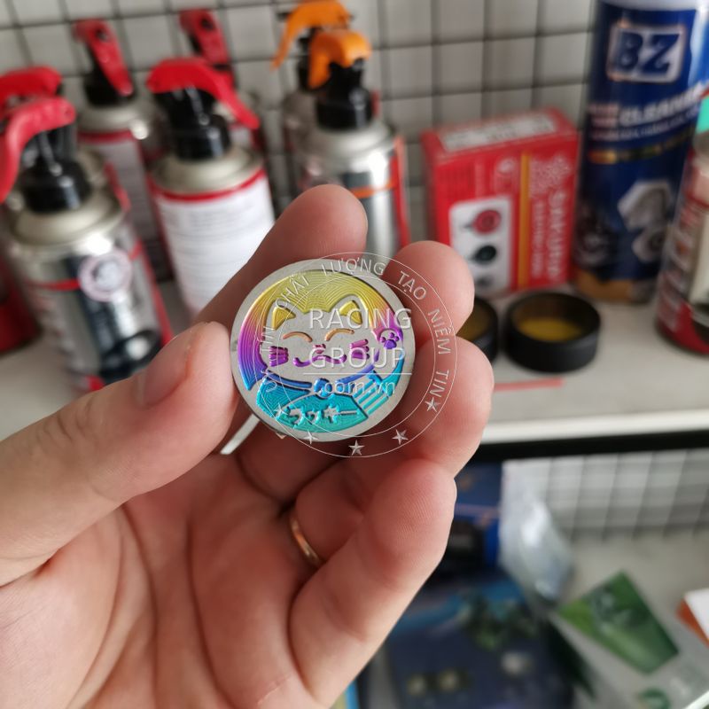 Tem titan logo mèo thần tài dán xe máy