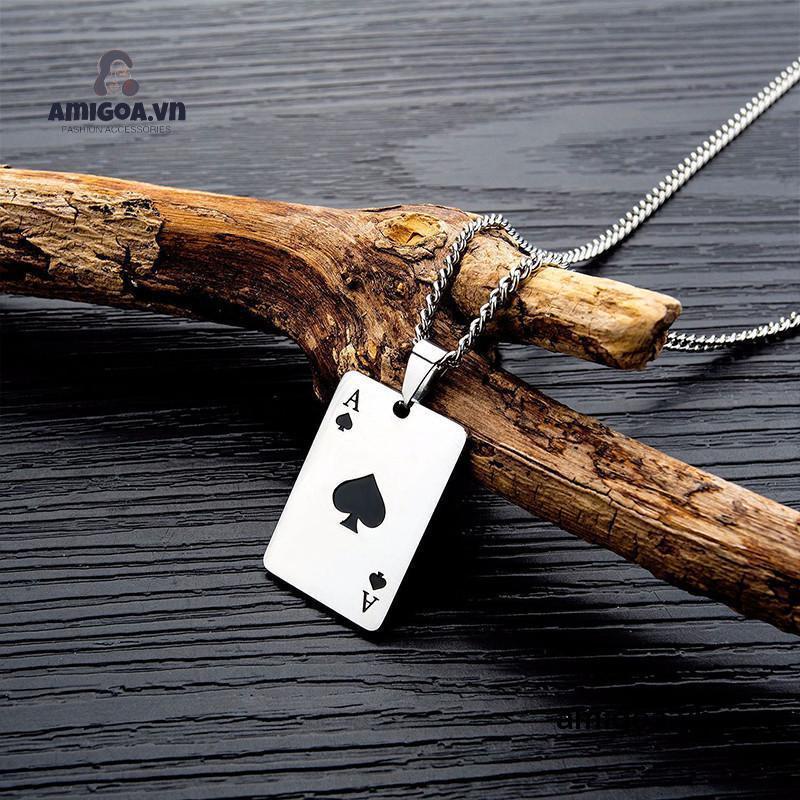 ✨✨Vòng cổ Thép Titan Mặt Hình Lá Bài Tây Thời Trang Âu Mỹ
