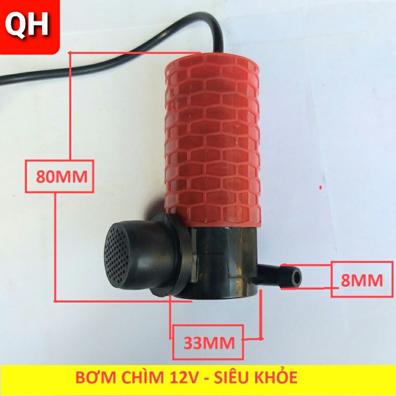 Máy bơm nước chìm mini 12V - 2A, Bơm dùng cho cắt rãnh tường