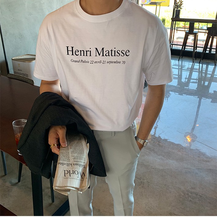 (Kèm clip) RYAN - Áo thun nam HENRI trắng ngắn tay vải cotton cổ bo tròn thương hiệu RYAN form rộng phong cách Hàn Quốc