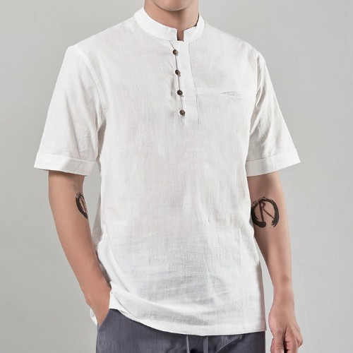 Áo Đũi Nam Cổ Tàu GU CHẤT, Chất Đũi Thoáng Mát GUD06