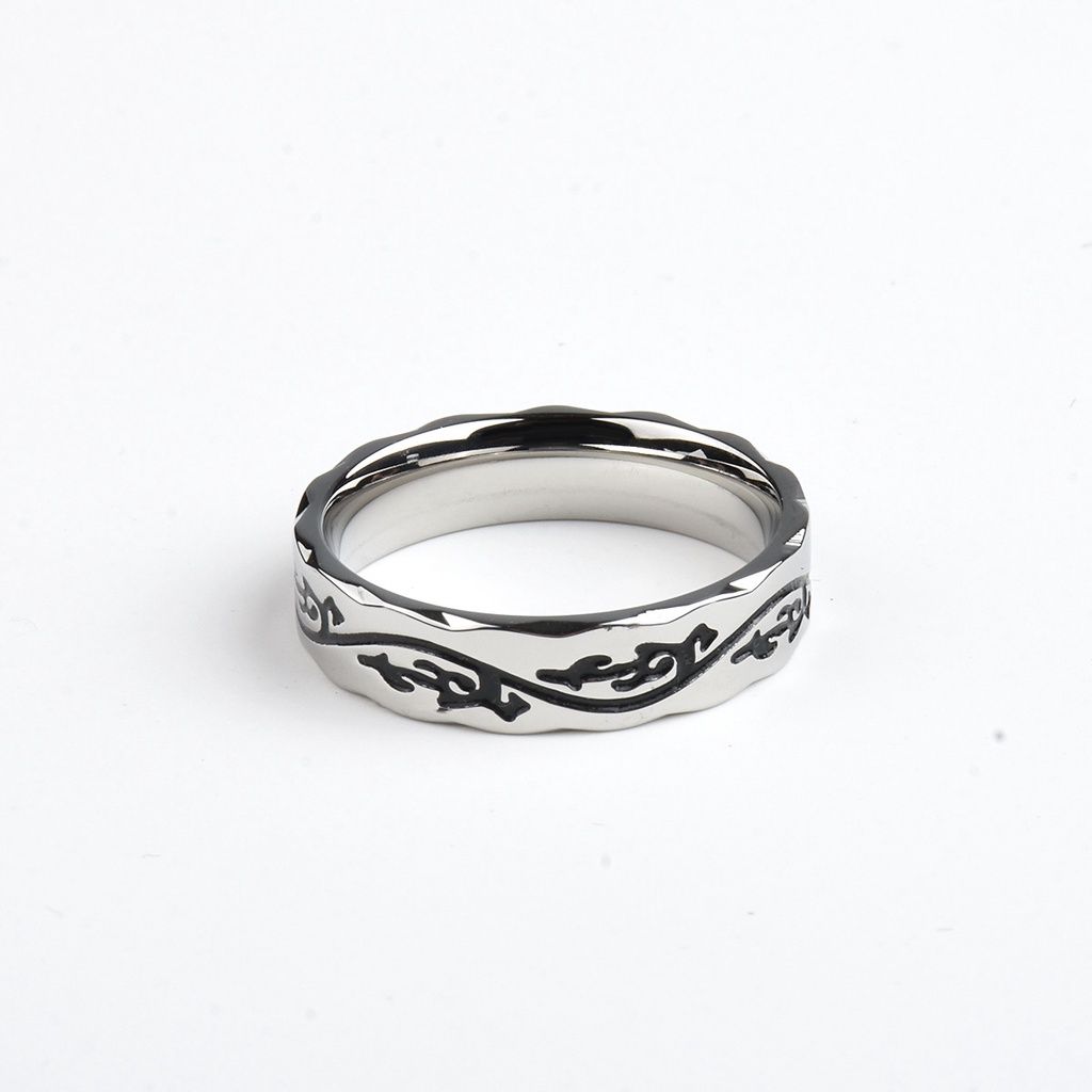 Nhẫn trơn hiphop rapper titan cực bền họa tiết rồng thiêng bền bỉ Nhẫn trơn titan unisex thép không rỉ mama king