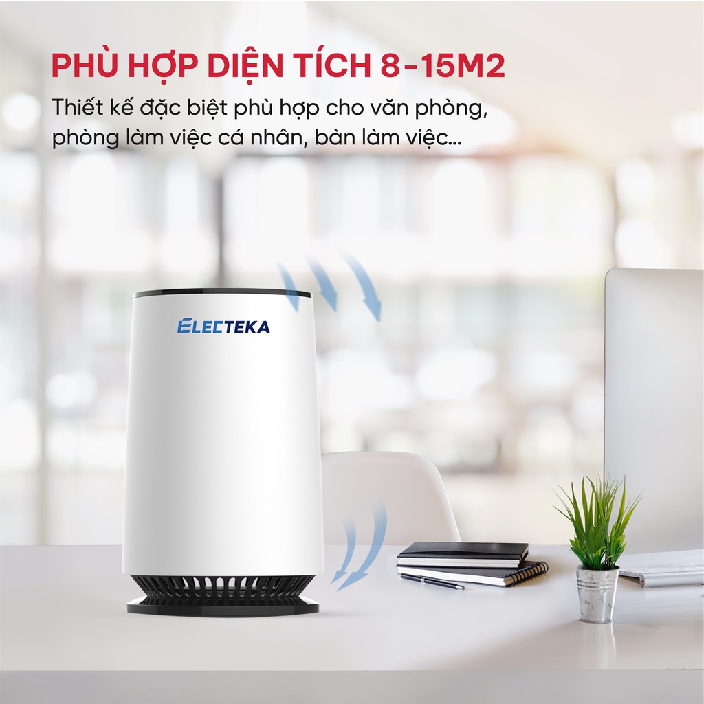 Máy lọc không khí để bàn Electeka E12 - Thương hiệu Đan Mạch - Phù hợp diện tích 8-15m2