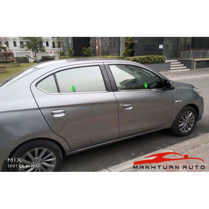 Nẹp chân kính xe Mitsubishi Attrage 2015 - 2021, 2022 Hàng 100% inox cao cấp