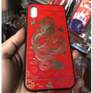 Ốp lưng kính hình rồng cho IPhone X - Tặng kính cường lực