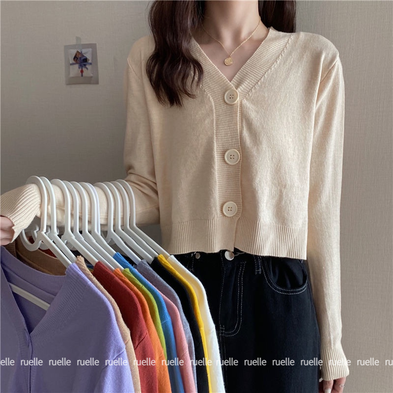 Áo Khoác Cardigan Dài Tay Cổ Chữ V Thiết Kế Mới Thời Trang Dành Cho Nữ