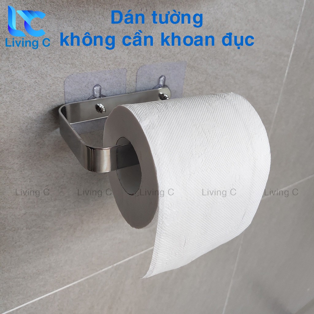 Móc treo giấy INOX dán tường Living C, giá kệ treo khăn móc giấy vệ sinh dán tường nhà tắm phòng tắm _TGI