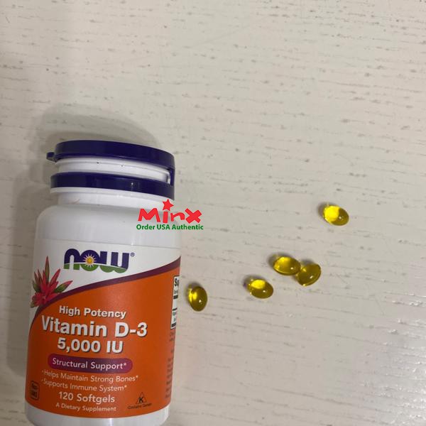 Viên uống Now Vitamin D3 5000IU 2000IU - Bổ sung Vitamin D-3 IU - Tăng cường đề kháng, cơ bắp, xương khớp - MINX Store