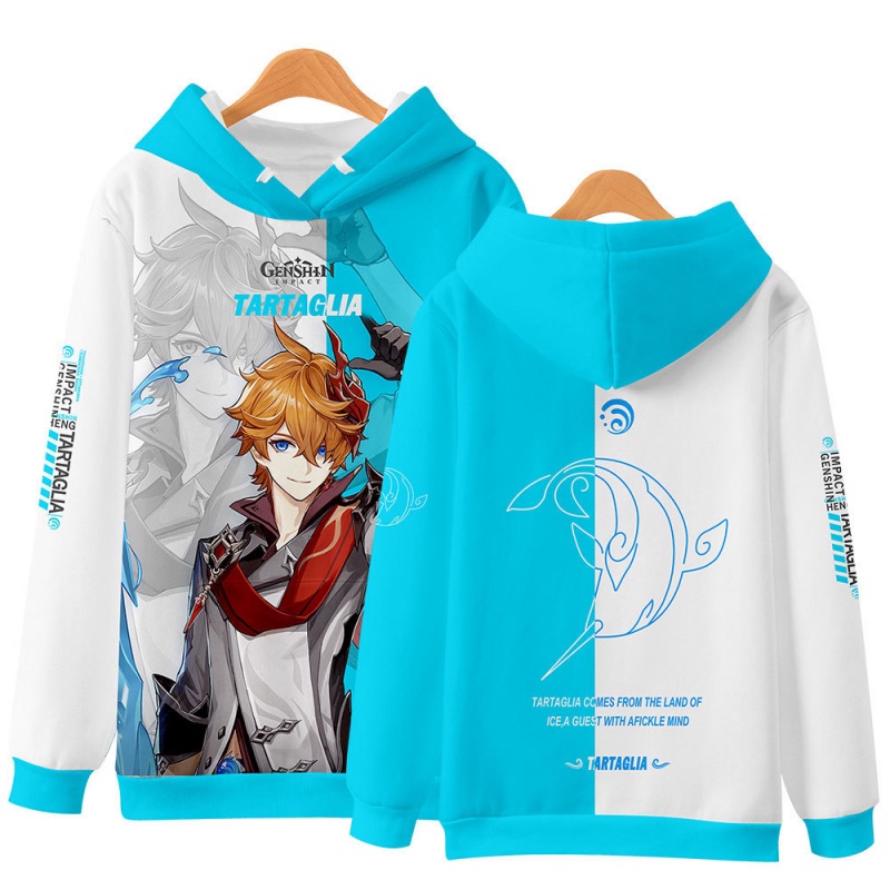Áo hoodie sweater chui đầu ngoại cỡ in hình nhân vật game Genshin Impact 6 màu kiểu đường phố Harajuku cho nam và nữ