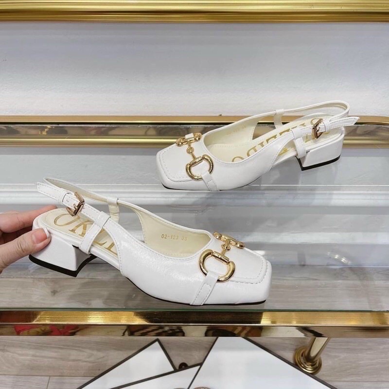 Giày CAO GÓT BÍT MŨI cao 3cm Hàng việt nam xuất khẩu cao cấp, Xăng đan hở gót phù hợp đi làm, đi chơi , 2 màu đen trắng