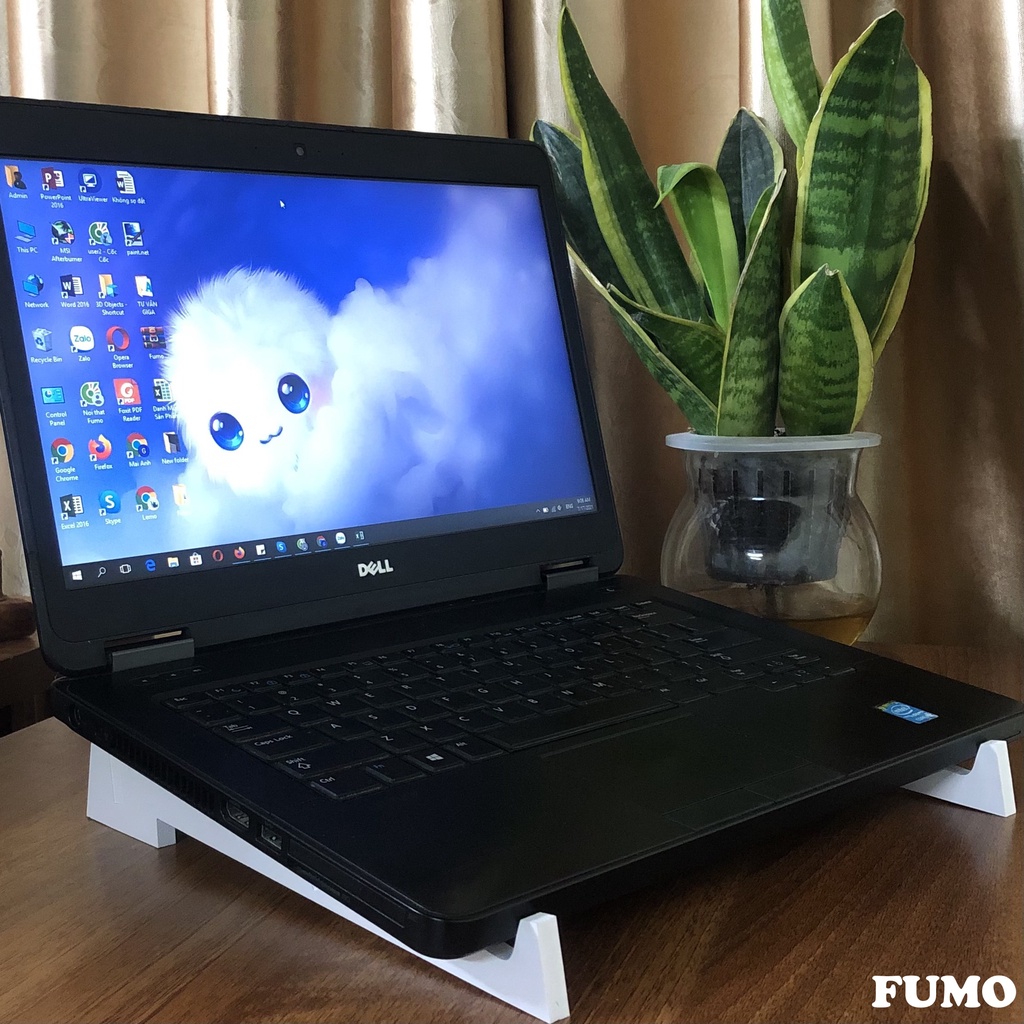 Giá đỡ laptop FUMO kệ để máy tính gỗ PVC cao cấp hỗ trợ tản nhiệt tự nhiên SP018