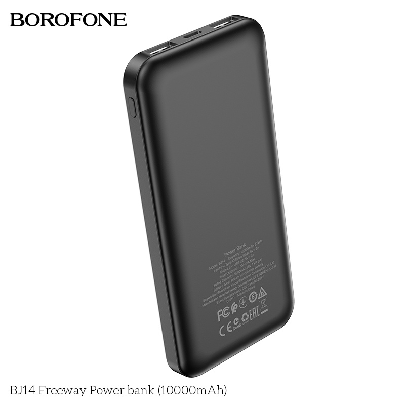 Pin sạc dự phòng 10000mAh BOROPHONE BJ14 có đèn báo LED, 2 cổng ra USB - Chính hãng