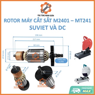 rotor/ruột máy cắt sắt MT241, M2401 thân 54 dài 198 7 răng dấu huyền tặng kèm chổi than cao cấp