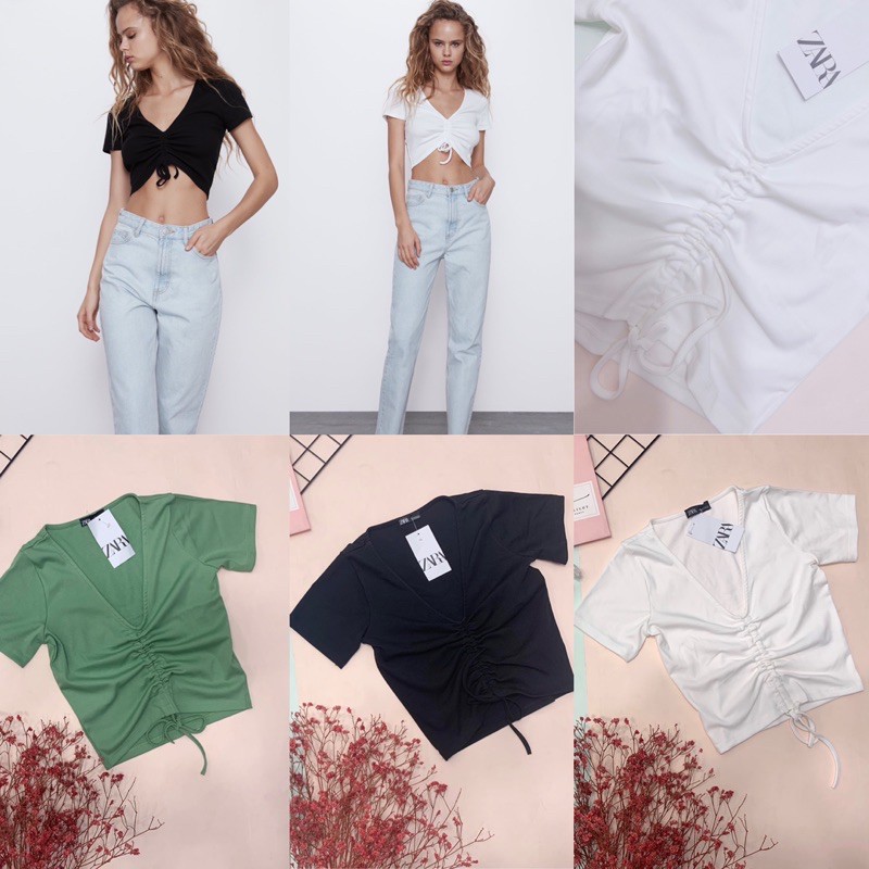 Áo Croptop Rút Dây - Áo Kiểu ZR Xuất Xịn [ ẢNH THẬT 100%