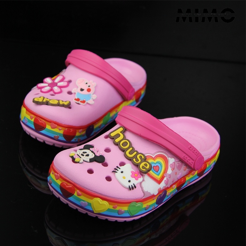 Tặng kèm jibit, Dép sục 3D viền trái tim sắc nét, êm nhẹ cho bé gái