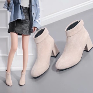 [HÀNG ODER] Boots da lộn cổ ngắn khoá sau - kèm ảnh thật