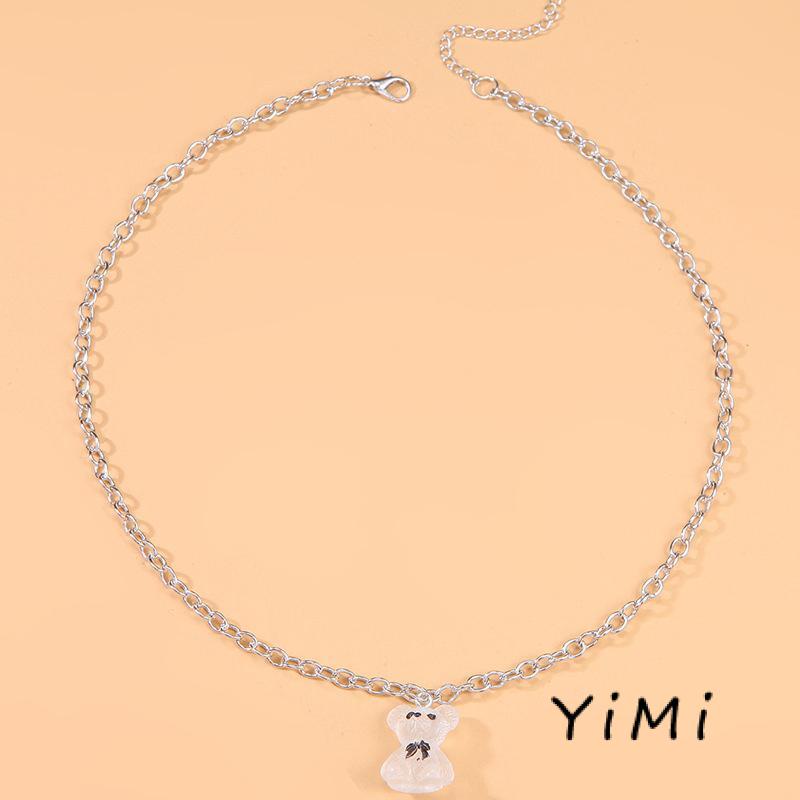 Vòng cổ mặt gấu hoạt hình bằng nhựa trong suốt cho nữ