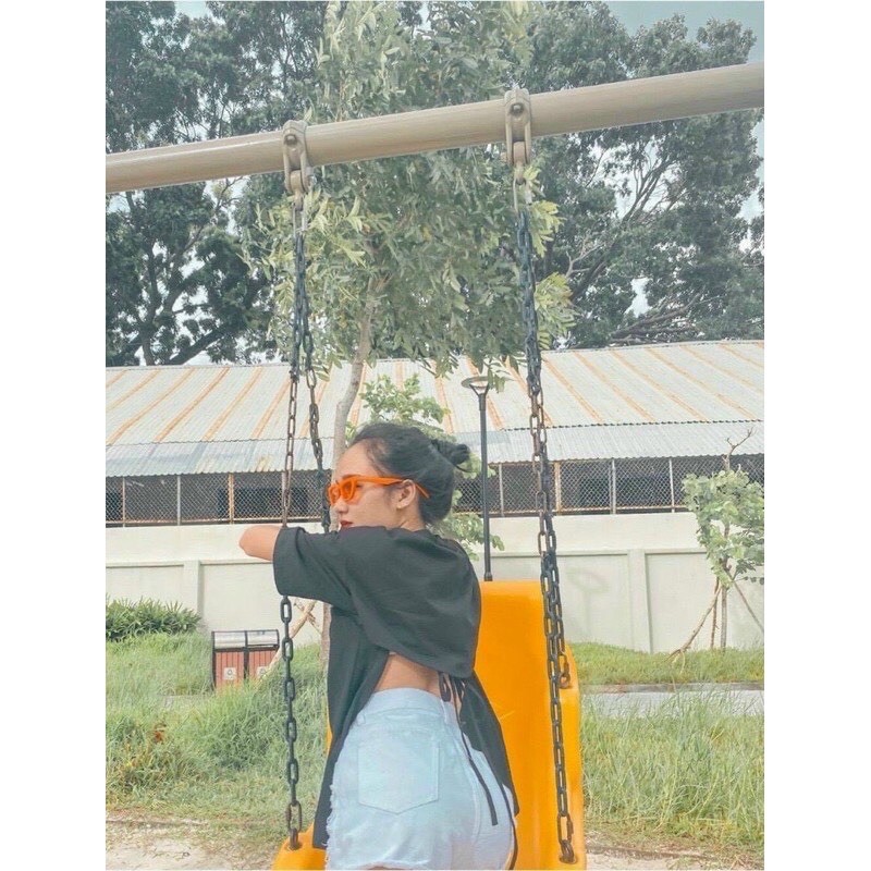 áo thun form rộng kiểu tà trước dài tà sau ngắn phối buộc dây lưng cá tính áo 3/4