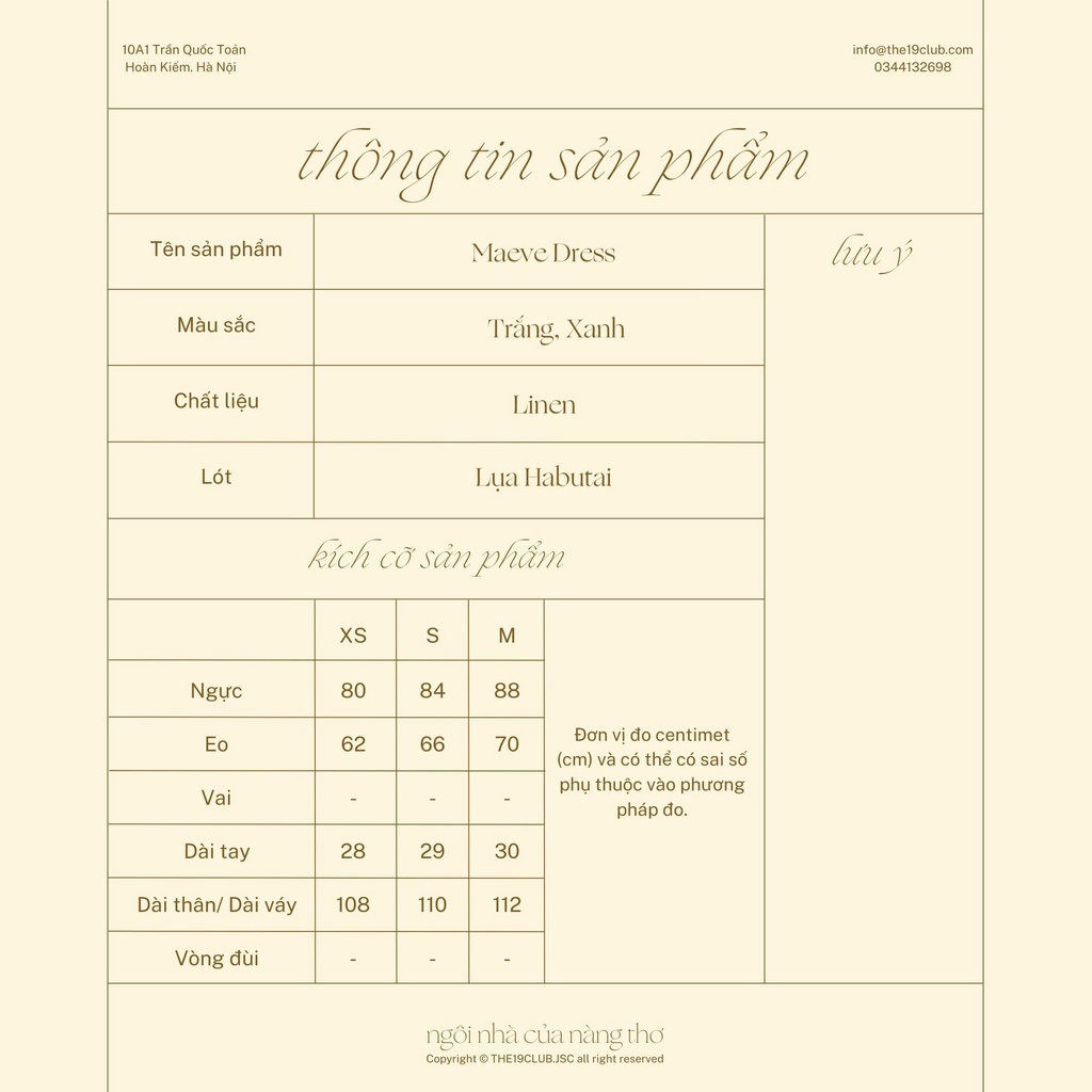 THE19CLUB - Váy linen trễ vai nơ tay 2 màu sắc - MAEVE DRESS