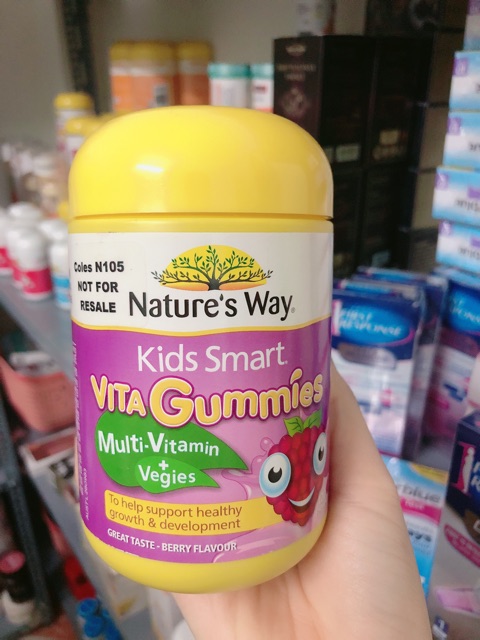 Kẹo dẻo vị dâu bổ sung rau củ cho bé Nature's way gummies 120 viên