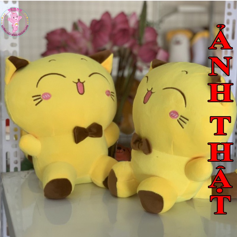 Gấu Bông Mèo Vàng Thần Tài Size 40Cm Đáng Yêu Cute Chất Liệu Vải Bông Cao Cấp Xuất Dư Siêu Thị