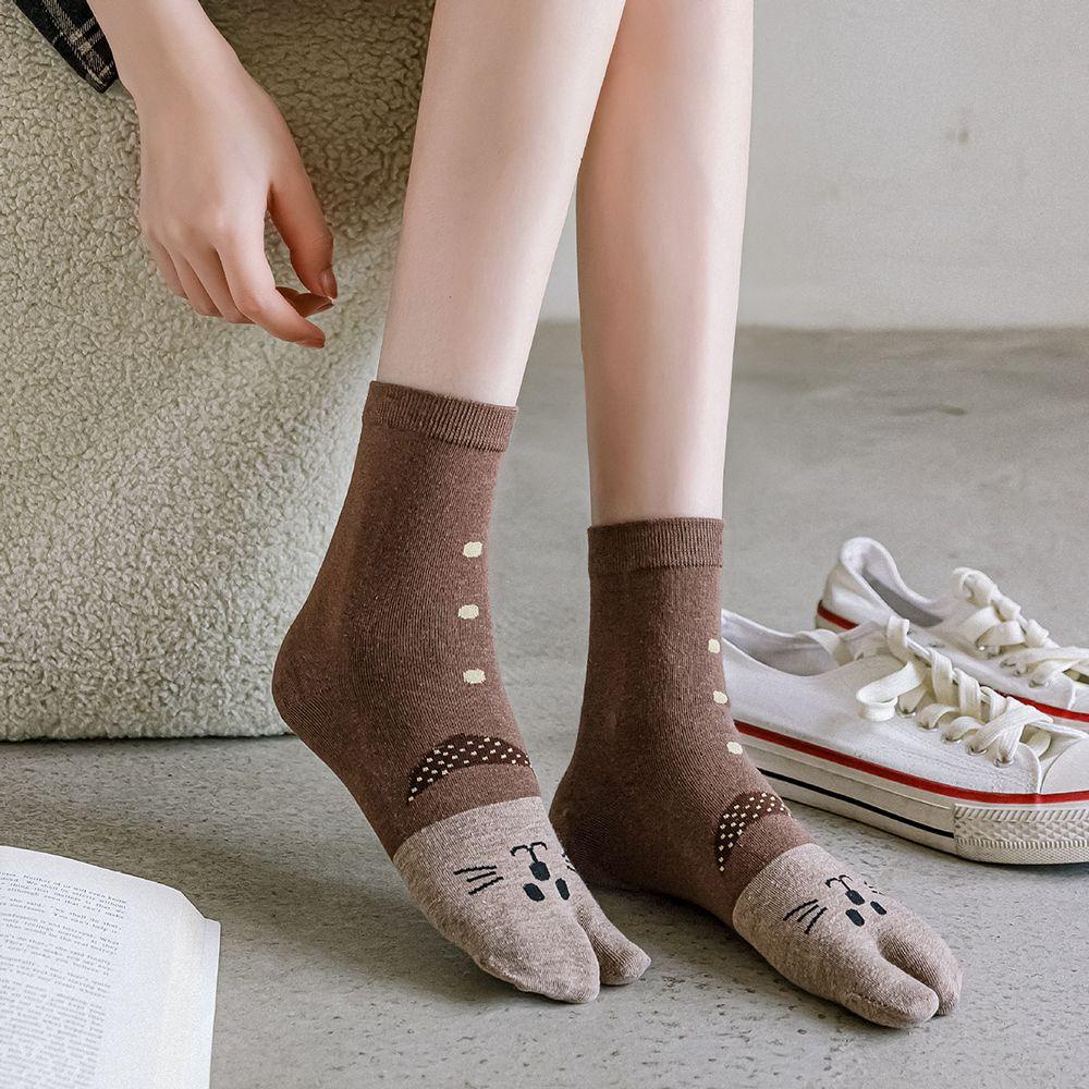 Vớ Cotton Xỏ Hai Ngón Thoáng Khí Họa Tiết Mèo Hoạt Hình Phong Cách Harajuku Dành Cho Học Sinh