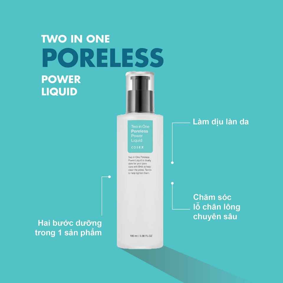 Tinh Chất Làm Sạch Da, Tẩy Tế Bào Chết, Se Khít Lỗ Chân Lông Cosrx Two In One Poreless Power Liquid 100ml