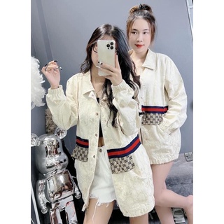 Áo khoác g.c nền xám chạy rót đỏ, Chất kaki/jeans loại 1 dày dặn chuẩn video ảnh thật