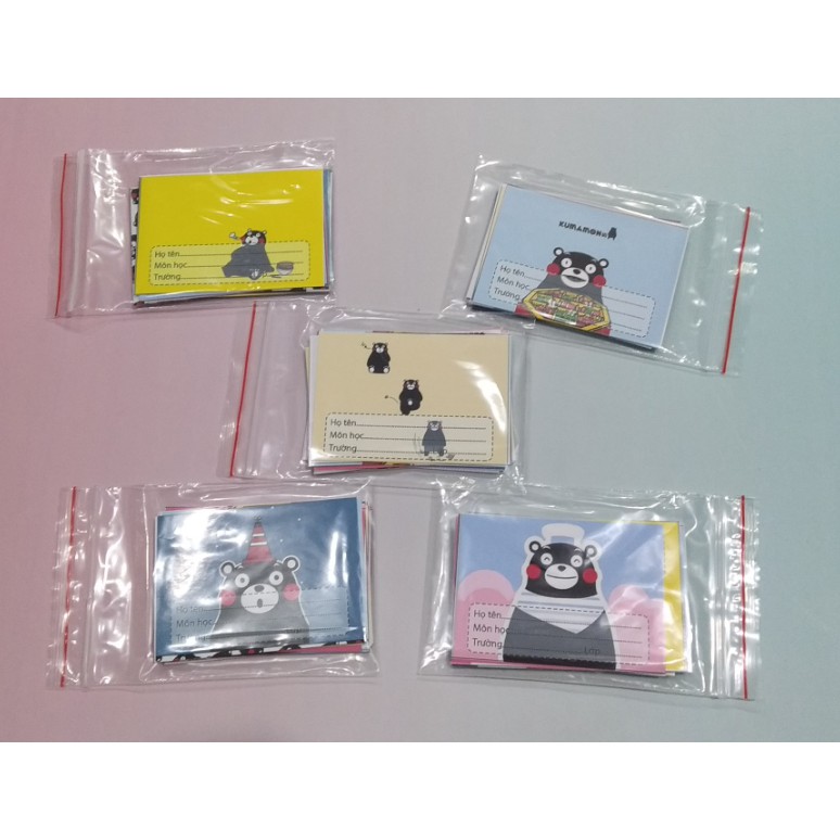 nhãn vở kumamon NV40 nhãn vở hoạt hình set 16 chiếc có keo dán sẵn