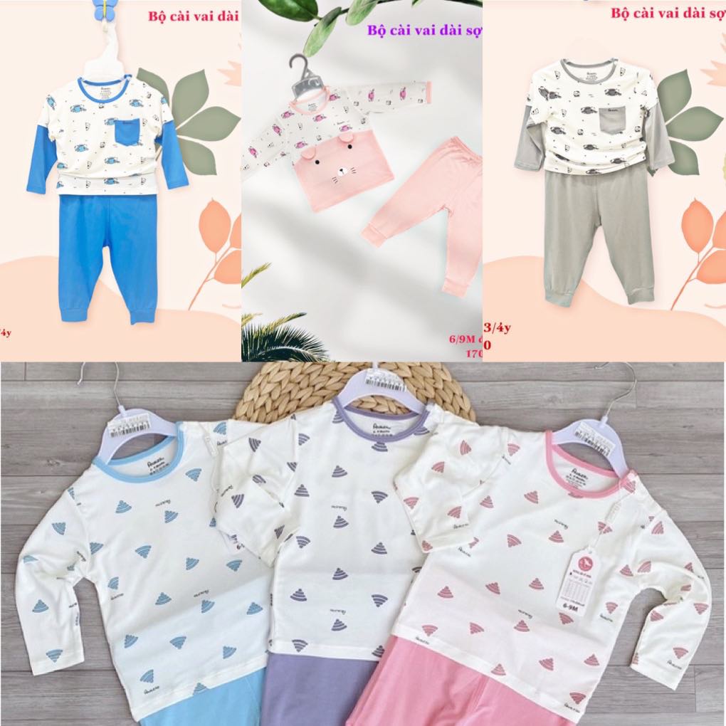 Avaler- Bộ dài tay vải sợi tre cao cấp cho bé trai, bé gái từ 6 tháng đến 4 tuổi