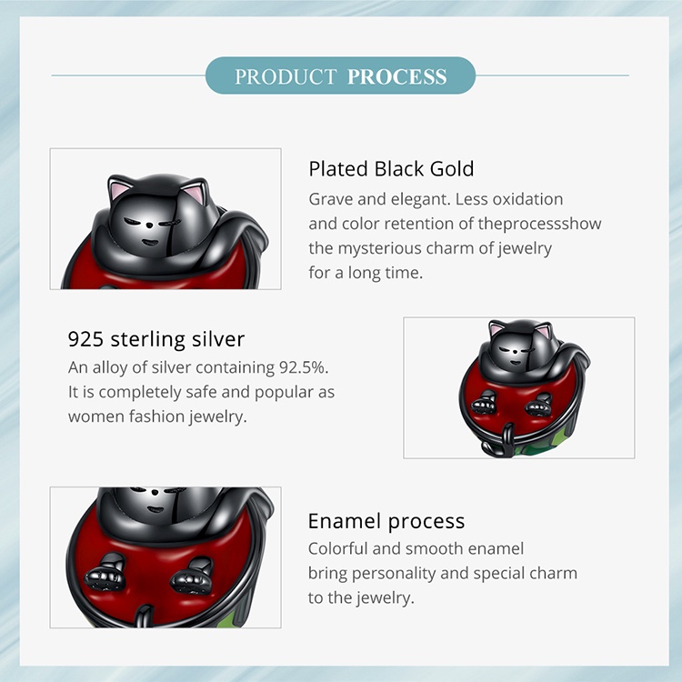 Hạt xâu làm nữ trang Bamoer bạc 925 hình mèo ôm dưa hấu