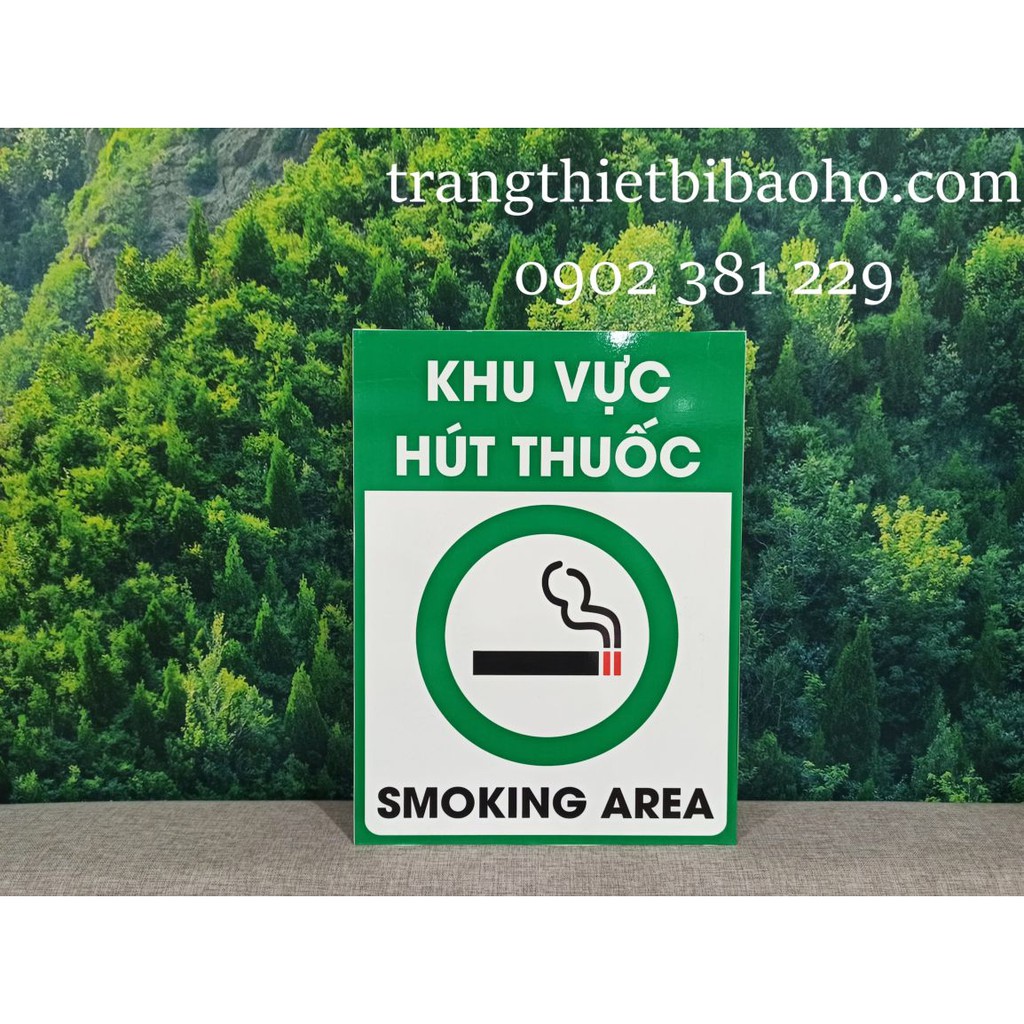 Biển báo khu vực được hút thuốc chất liệu Alu dán decal KT 30 x 40cm