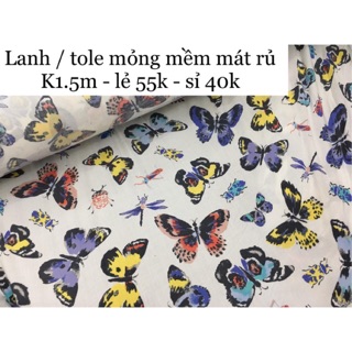 Vải lanh tole mềm rủ - 100% viscose dư hãng - may bộ đồ, váy đầm mẹ và bé cực xinh