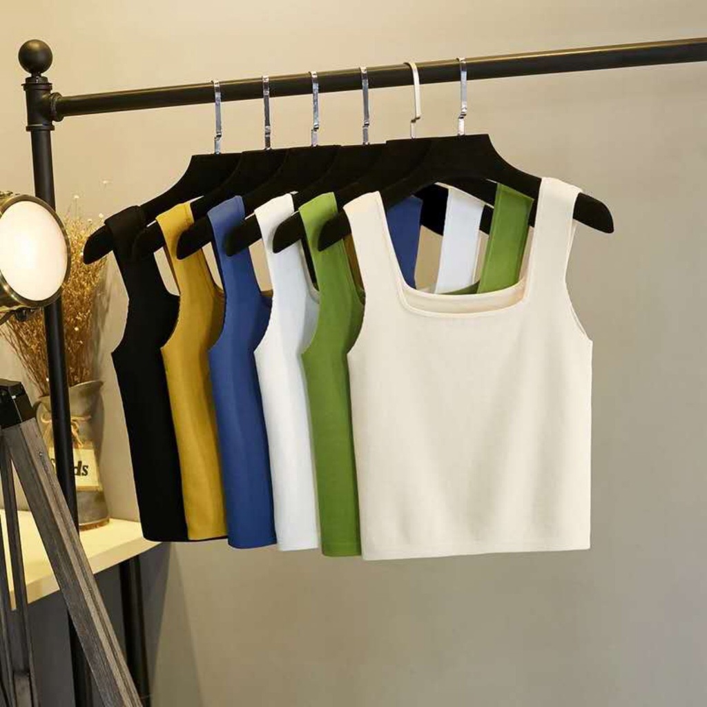 Áo Croptop Hai Dây Bản To Không Tay Sát Nách Cổ Vuông Ôm Body gợi cảm, Áo ba lỗ nữ 2 Dây cổ chữ U