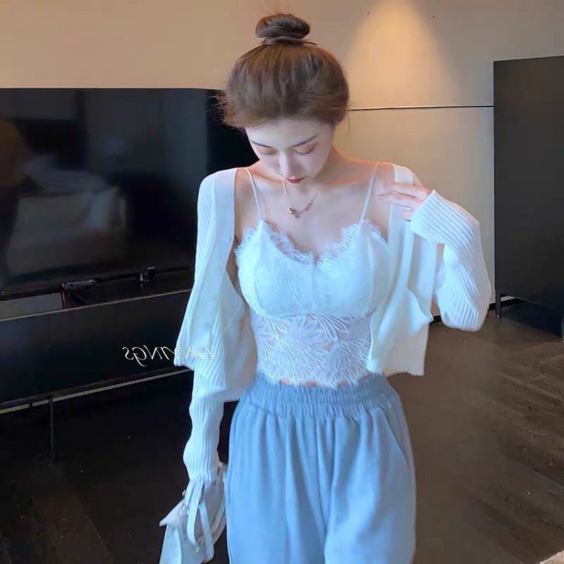 Áo Bra ren dáng lỡ kèm mút ngực dây bún sexy, tôn dáng cho nàng