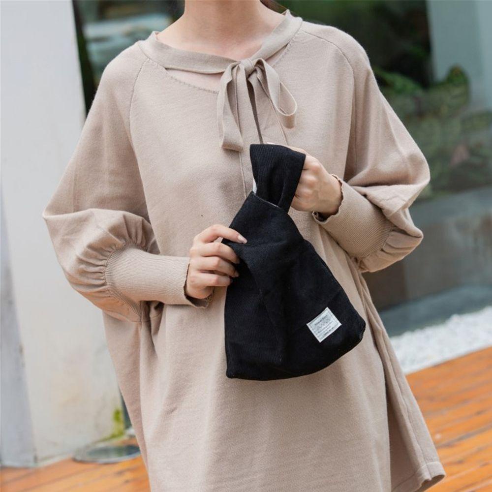 Túi Đựng Điện Thoại / Tiền Xu Đeo Cổ Tay Vải Nhung Kẻ Sọc Thắt Nút Mang Đi