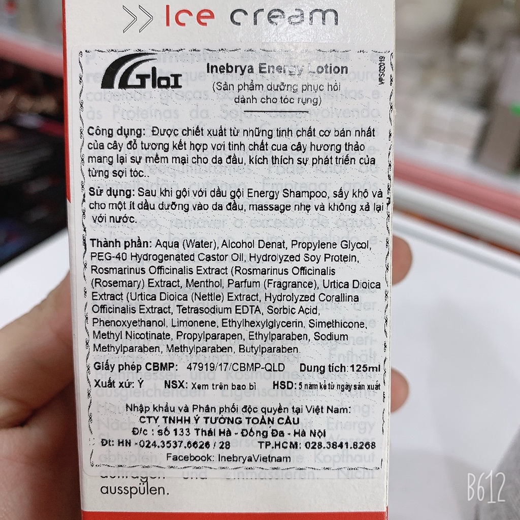 [INEBRYA] Tinh chất chống rụng và kích mọc tóc INEBRYA ICE-CREAM ENERGY LOTION 125ML