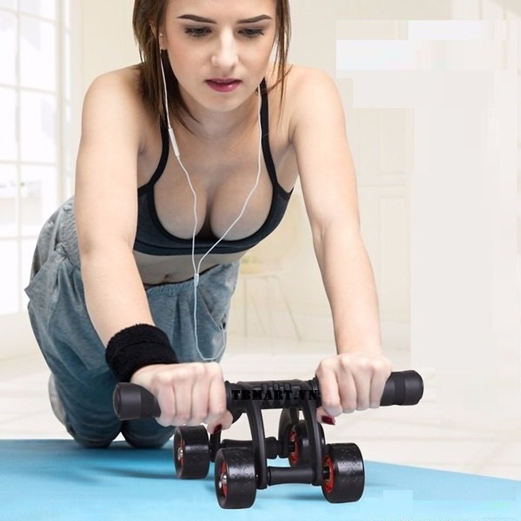 ️𝙁𝙍𝙀𝙀𝙎𝙃𝙄𝙋️Con lăn tập cơ bụng 4 bánh, dụng cụ tập gym tại nhà